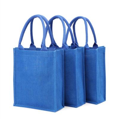 China Folding Hessian Burlap Tote Bags Cotton Canvas Natural Eco Friendly Soft Handle Laminated Interior for sale