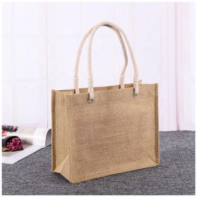 China Folding Recycle Jute Beach Burlap Shopping Bag Jute Foldable Bags Wholesale for sale