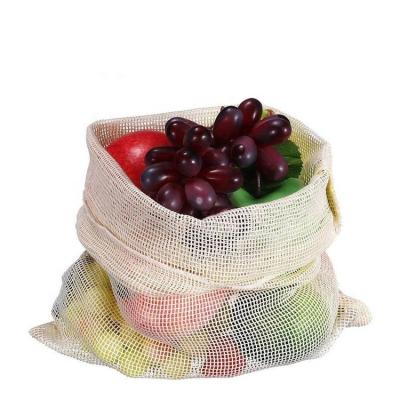 China Eco Friendly Biodegradable Organic Cotton Grocery Net Shopping Vegetables Mesh Bag For Fruits for sale