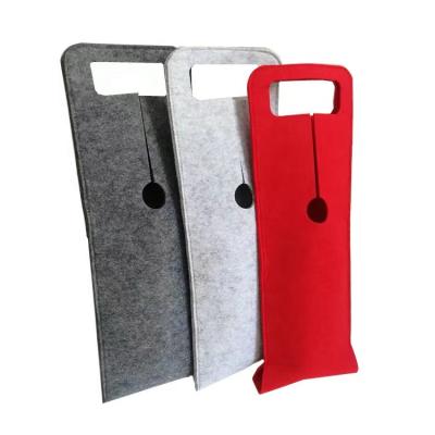 China 2021 Handled / Collapsible High Quality Reusable Hand Held Felt Wine Bag With 1 Bottle for sale