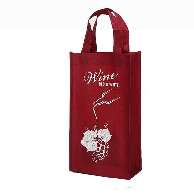 China Custom Single Handled / Foldable Logo Printed Non Woven Tote Bottle Wine Bag for sale