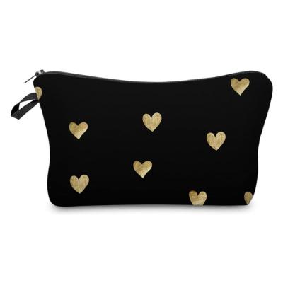 China High Quality Handmade Universal Black Mini Heart Cosmetic Bag Custom Travel OEM Durable Foldable for sale