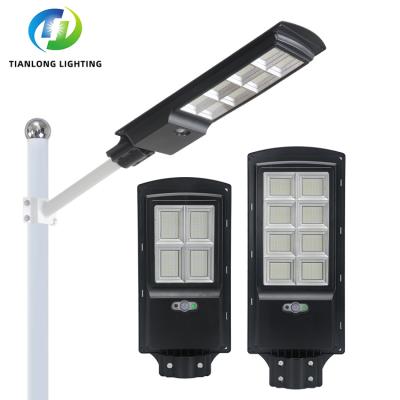 China Hot Sale Outdoor ROAD Remote Control Waterproof ABS IP65 SMD 100W 200W Road All In One Solar Led Street Light for sale