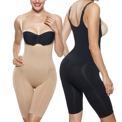 China 2022 Breathable Drop Shipping Tummy Shapewear For Women Body Thigh Control Bodysuit Seamless Firm Open Bust Mid Shaper Shorts for sale