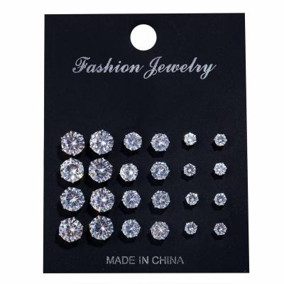 China Simple Design TRENDY Custom Made Zirconia Earrings Stud Silver Rhinestone Jewelry Set Earrings For Women for sale