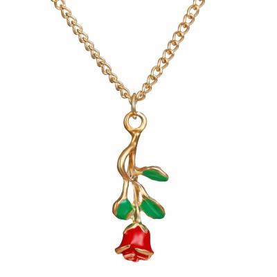 China Other Simple Fashion Rose Flower Pendant Necklace Alloy Gold Plated Hot Selling Necklace Jewelry for sale