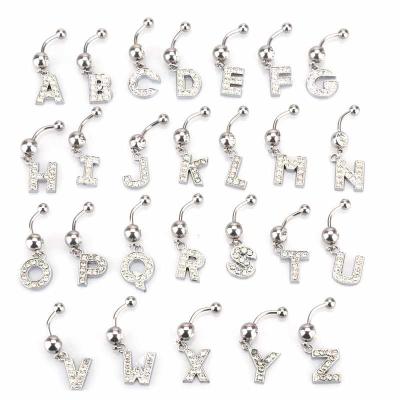 China New FASHIONABLE Stainless Steel Letter Belly Rings Piercing Navel Rings Women Men for sale