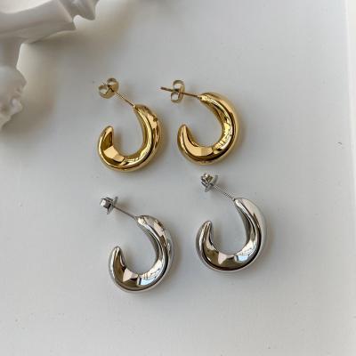 China High End Lead Free Nickel Free Gold Plated Stainless Steel Hoop Earring Gold Costume Jewelry Gold Jewelry Wholesale for sale