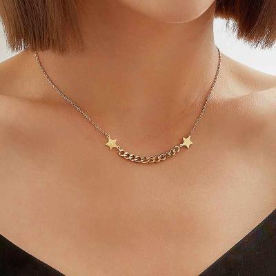 China CLASSIC 18k gold plated stainless steel snake chain necklace daliy star pendant wearring necklace for women girls for sale