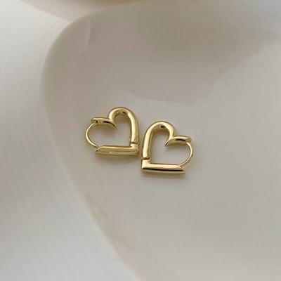 China Simple Punk 17KM Gold Plated Brass Heart Circle Earrings Tasty High Quality Women Jewelry for sale