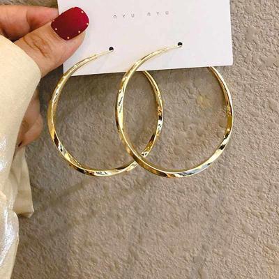 China CLASSIC high quality 925 silver needle gold plated big circle earrings exaggerated round earrings for party for sale