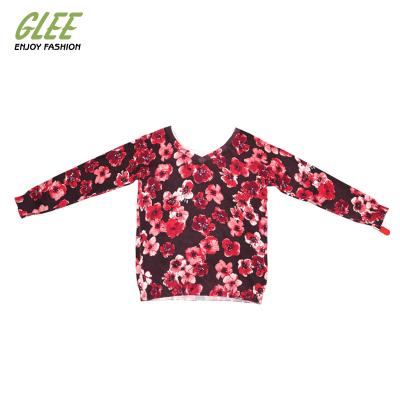 China Pointelle On Sleeve Support Customization Print Women's Wadding Knitted Sweater Pullover Sweater for sale