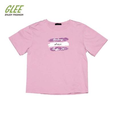 China No Pink Crop T-shirt Women's Crop T-shirt Loose Mid Length Loose Short Sleeve Large Size Printed Top T-Shirt for sale