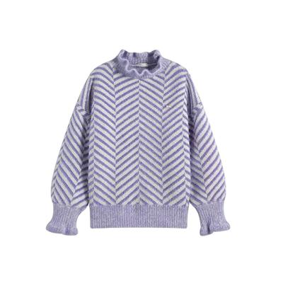 China Striped Kids Sweater Turtle Neck Purple Fashion Turtle Neck Soft Sweater for sale