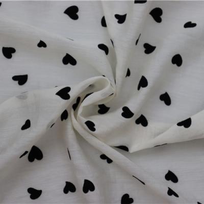 China Hot Selling Anti Pill Love Heart Shape Flocking Natural Cloth Clothing Garment Fabrics for sale