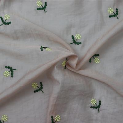 China Anti Pill Favorable Prices Small Yellow Flower Embroidery Fabrics , Comfortable Fabrics For Clothing for sale