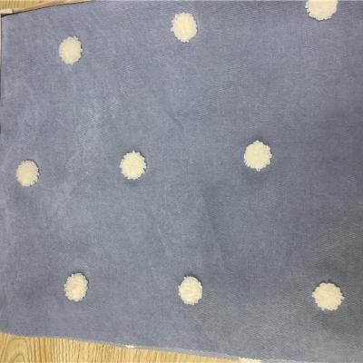 China Different Kinds of Anti Pill White Dots Embroidered Colorful Workmanship Brushed Twill Fabric for Cloth for sale