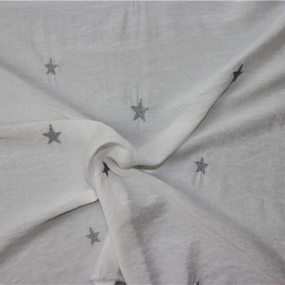 China Anti Pill Fashion Star Embroidery Apparel Superior Rayon Fabrics Multicolor Durable Fabric for sale