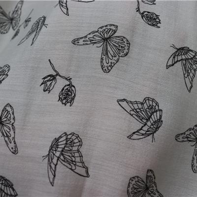 China Anti Pill New Products Black Butterflies And Flowers Pattern Printing Fancy Printing Delicate Fabric for sale