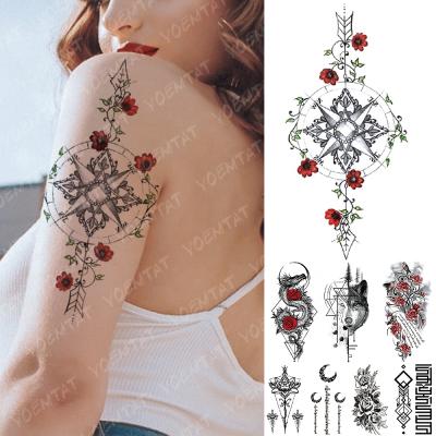 China Wholesale Temporary Temporary Tattoo Yoemtat Geometry Arrow Flower Line Of Dragon Wolf Tatoo Adult Woman Waterproof Stickers for sale