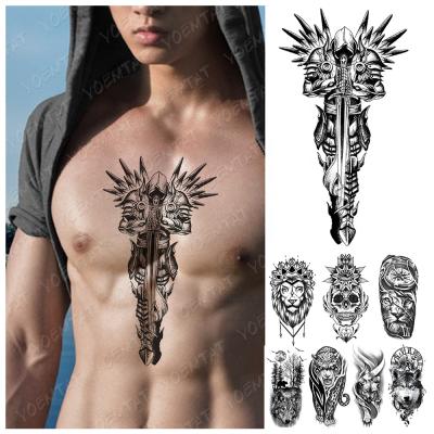 China Wholesale Custom Made Japanese Skull Lion Tatoo Wing Army Warrior Sticker Waterproof Temporary Tattoo for sale