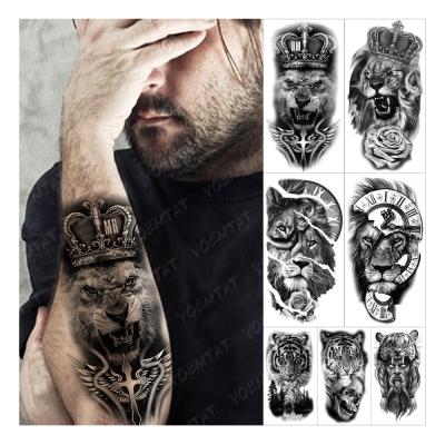 China Temporary Temporary Tattoo Sticker Crown Wolf Lion Tiger Animal Arm Tato For Temporary Custom Wholesale Women Men for sale