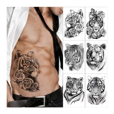 China Wholesale Temporary Rose Wolf Animal Lion Tiger Tatto For Women Men Arm Half Sleeve Waterproof Temporary Tattoo Sticker for sale