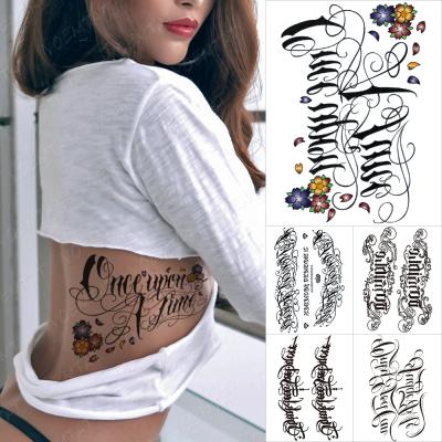 China Chicano Lettering Body Art Arm Wrist Fake Tatoo Word Font Writing Tattoo Waterproof Temporary Sticker Texts For Women Men for sale