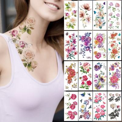 China YOEMTAT Color Temporary Wholesale Butterfly Flowers Waterproof Temporary Lasting Tattoo Stickers For Women for sale