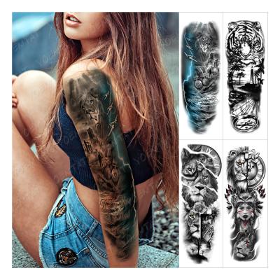 China Lion Tiger Dragon Eagle Wolf Full Arm Temporary Realistic Animal Tato Sleeve For Men Women Temporary Tattoo Sticker for sale