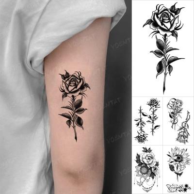 China Wholesale Factory Price Small Size Tatoo Woman Rose Flower Plant Waterproof Temporary Tattoo Sticker Kids Transfer Tattoo Sticker for sale