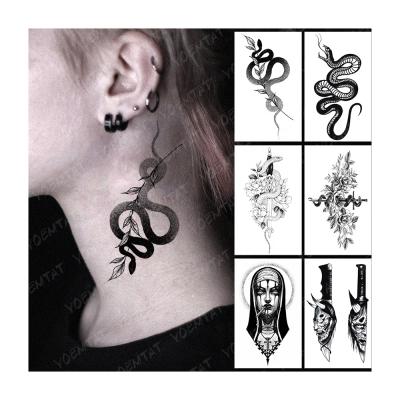 China Fashion Temporary Wholesale Kids Temporary Tattoo Sticker Black Snake Arm Ankle Fake Tatoo Eco-friendly Waterproof Temporary Woman for sale