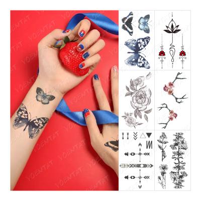 China Waterproof Temporary Butterfly Rose Flower Antlers Arrow Children Tattoo Sticker Female for sale