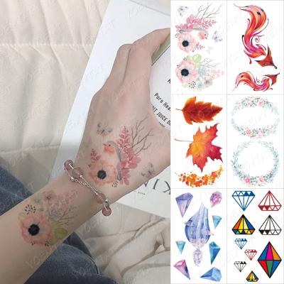 China Rose Flower Bird Fox Maple Leaf Diamond Children Waterproof Temporary Tattoo Sticker Temporary Female for sale