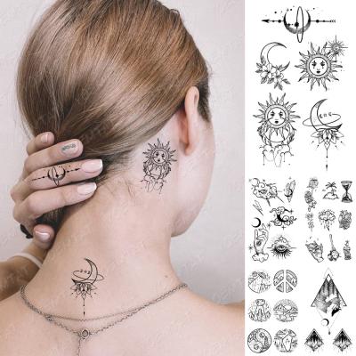 China Single Temporary Cartoons Tatoo Sun Moon Flower Planet Wholesale Chains Waterproof Temporary Cute Child Body Tattoo Sticker for sale