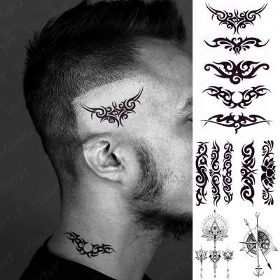 China Black Temporary Cool Totem Simple Line Flame Tato For Men Body Art Wholesale Waterproof Temporary Small Tattoo Sticker for sale