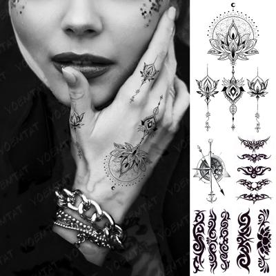 China Wholesale YOEMTAT Temporary Lotus Totem Simple Geometric Arm Tato For Women Water Temporary Transfer Tattoo Sticker Small for sale