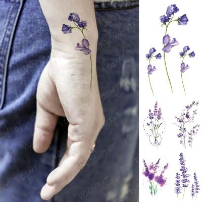 China Wholesale Temporary Cute Simple Purple Orchid Flower Lavender YOEMTAT Tato Women Waterproof Temporary Children Hands Small Tattoo Sticker for sale