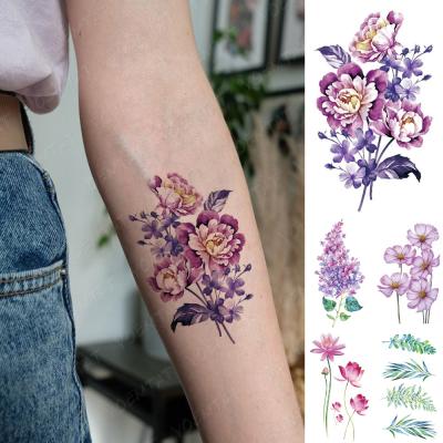 China Wholesale Custom Realistic Temporary Tatoo Waterproof Temporary Arm Patterns Small Flower Butterfly Peony Tattoo Sticker Temporary Tatoo for sale