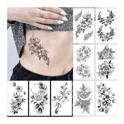 China Temporary Waterproof Temporary Tatto Rose Waist Arm Body Art Tatoo Temporary Tattoo Sticker Woman Child Female Man for sale