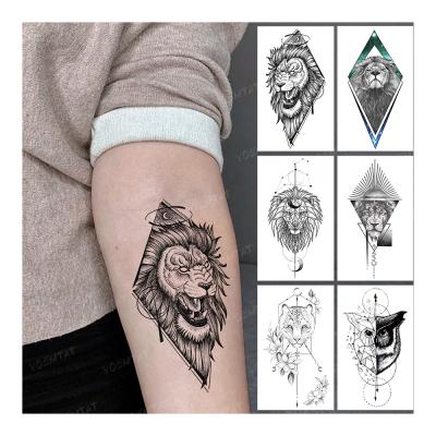 China Mini Wholesale Body Art Animal Small Temporary Tiger Lion Black Arm Tato For Male Temporary Tattoo Sticker for sale