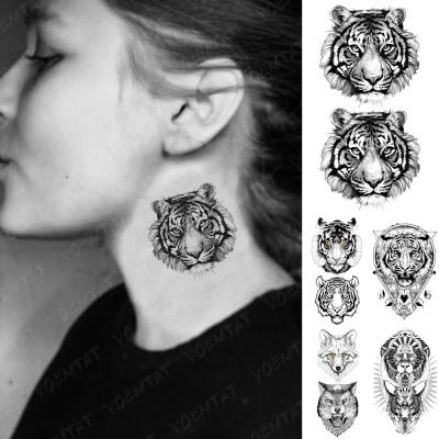 China YOEMTAT Temporary Wholesale Simple Transfer Tattoo Sticker Tiger Lion Animal Black Tato Water Small for sale