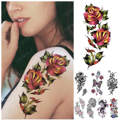 China Good Price Butterfly Flower Temporary Line Women Waterproof Temporary Stickers Tattoo for sale