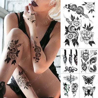 China Waterproof Temporary Tatto Men's Animal Black Snake Monkey Butterfly Flower Tattoo Sticker Waterproof Temporary Female for sale