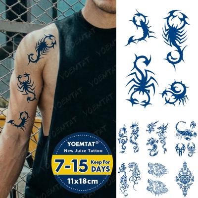 China YOEMTAT Scorpion Dragon Tiger Animal Lasting Juice Temporary Tattoo Sticker For Women Men for sale