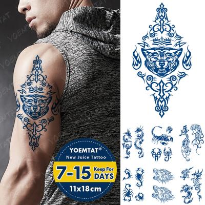 China Tiger Forest Animal Juice Temporary Waterproof Temporary Lasting Tattoo Sticker for sale