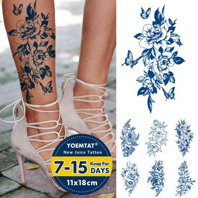 China New Customized Butterfly Fashionable Temporary GZ Juice Ink Temporary Sticker Flower Tattoo for sale