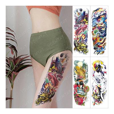 China YOEMTAT Temporary Wholesale Cool Japanese Fish Dragon Geisha Tatto Sleeve Arm Waterproof Temporary Stickers Tattoo for sale