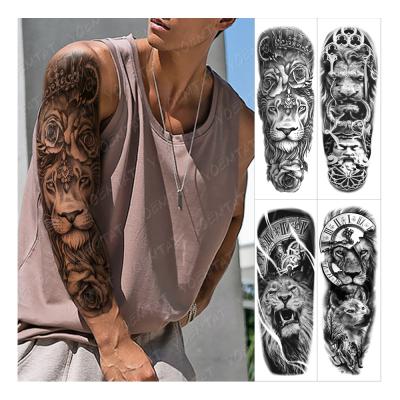 China Lion Tiger Dragon Wolf Full Arm Sleeve Temporary Realistic Animal Tato For Men Women Temporary Tattoo Sticker for sale