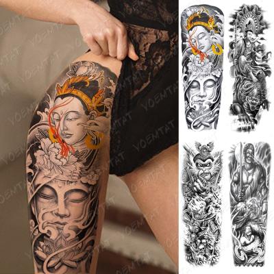 China Lotus Totem Flash Men Tattos Waterproof Temporary Extended Arm Tattoo Sticker Feale Temporary Buddhist Bodhisattva YOEMTAT for sale